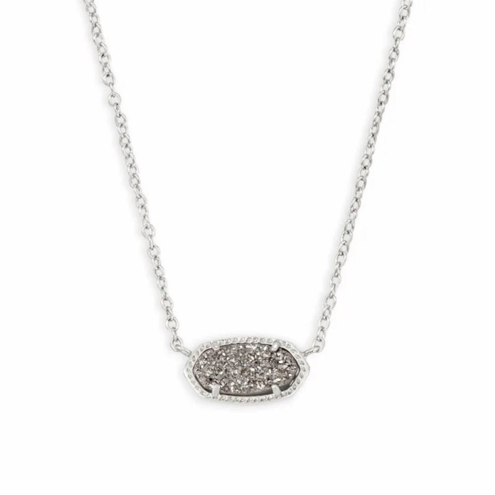 Elisa Silver Pendant necklace in Platinum Drusy